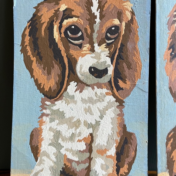 Vintage 70s Paint By Number Spaniel Beagle Dog Paintings - Picture 3 of 10